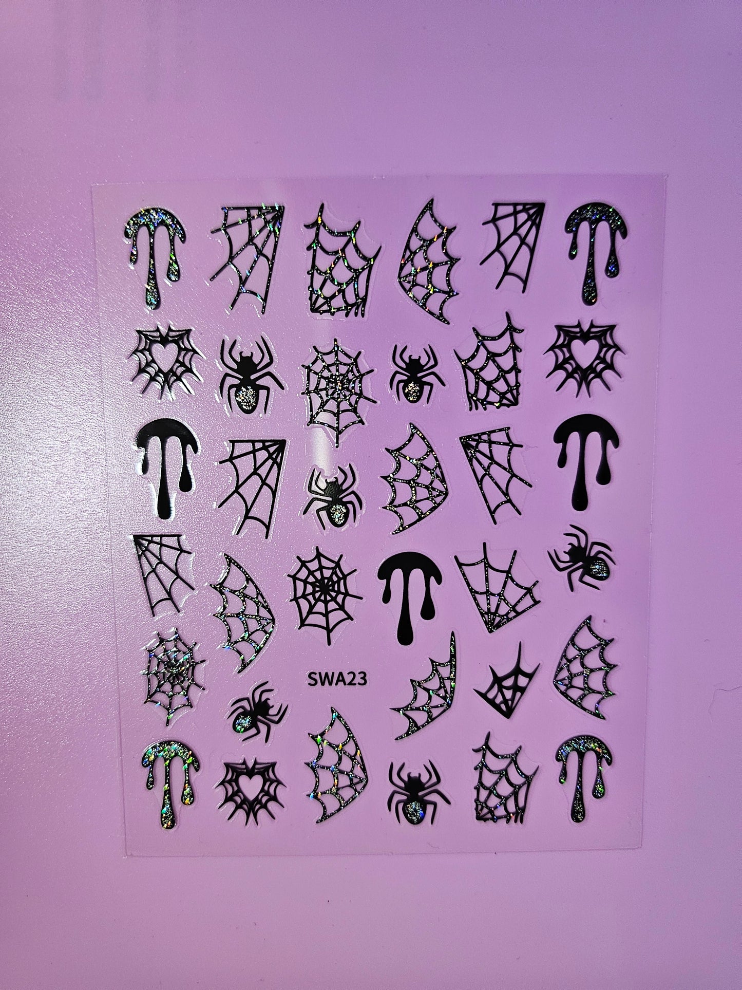 Halloween 2 piece Sparkly Spiderwebs Nail Art