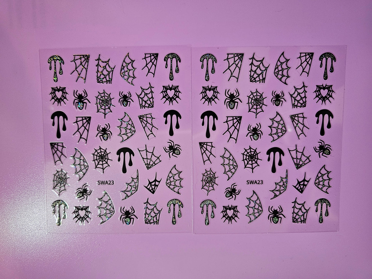 Halloween 2 piece Sparkly Spiderwebs Nail Art