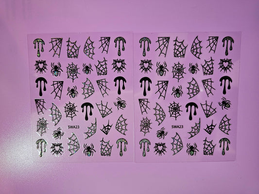 Halloween 2 piece Sparkly Spiderwebs Nail Art